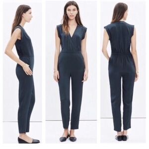 Dark green silk Madewell Jumpsuit